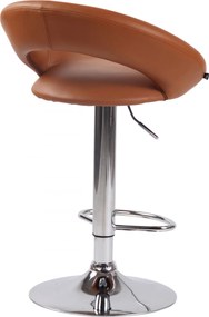Barová stolička Olinda - koženka, chróm rám - svetlohnedá
