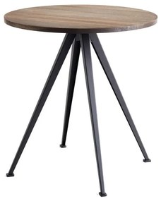 HAY Kaviarenský stolík Pyramid Table 21, Ø70 x 74 cm, black powder coated steel / smoked solid oak