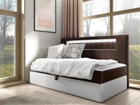 Kontinentálna jednolôžková posteľ Junior Ribezo 2, Rozmer postele: 80x200, Dostupné poťahy: ekokoža Soft 017 (biela) + Fresh 04