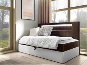 Kontinentálna jednolôžková posteľ Junior Ribezo 2, Rozmer postele: 80x200, Dostupné poťahy: ekokoža Soft 017 (biela) + Fresh 04