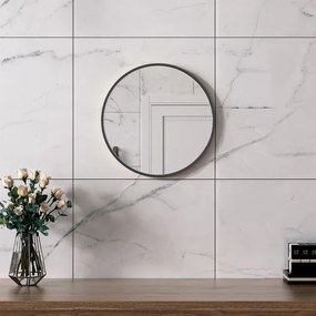 Erga Round, okrúhle zrkadlo 40cm, čierny rám, ERG-V01-ROUND-4040-BK