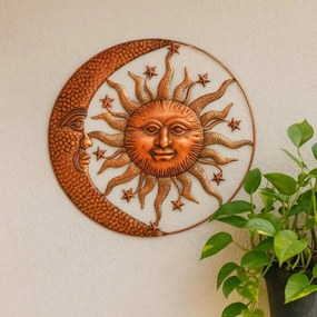 Kovová nástenná dekorácia slnko a mesiac 82 cm