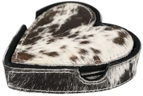 Sada 4ks kožených podtácků ve tvaru srdce Heart grey - 13*13*3 cm