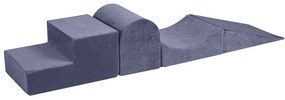 Sivomodré zamatové penové ihrisko 45x193x30 cm Montessori – Meowbaby