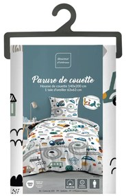 Biele bavlnené detské obliečky na jednolôžko 140x200 cm Pti Bolide – douceur d'intérieur