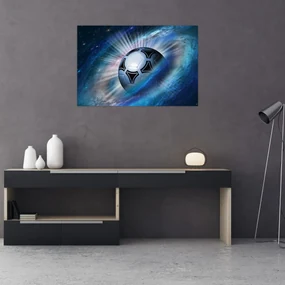 Obraz - Futbalová lopta vo vesmíre (90x60 cm)