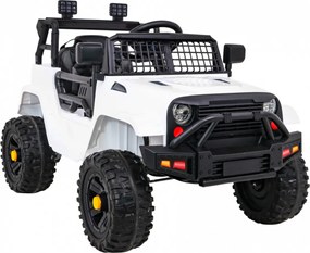 Ramiz Autíčko Jeep Dark Night na batérie pre deti biele + pomalý štart + EVA kolesá + LED audio