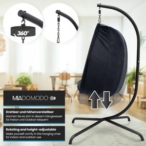 MIADOMODO závesné hojdacie kreslo tmavo šedé, nosnosť 160 kg