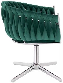 LuxuryForm DESIGN Stolička NORDEN VELUR na striebornom kríži - zelená