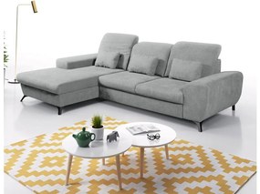Rozkladacia čalúnená rohová sedacia súprava ALTA do tvaru L s úložným priestorom, ľavé prevedenie, sivá
