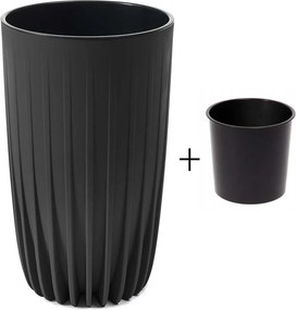 PLASTOVÝ KVETINÁČ STRIPPED ECO 51X30 CM ČIERNA