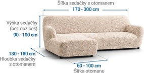 Bielastické poťahy BRILLANTE béžové sedačka s otomanom vľavo (š. 170 - 300 cm)