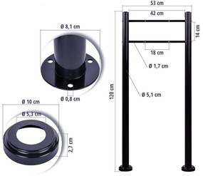 STILISTA poštová schránka so stojanom, oceľ, 33 x 17 cm