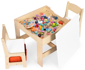 Zostava detského nábytku, stôl + 2 stoličky, kriedová tabuľa, ECOTOYS