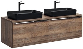 Závěsná skříňka SantaFe Slim s deskou a umyvadly 160 cm dub santa fe vintage