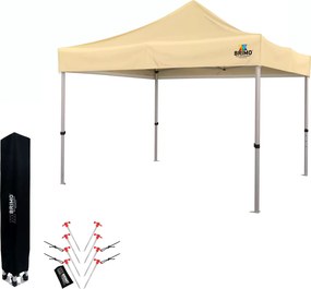 BRIMO Záhradný Altánok Skladací 3x3 m | Prémiová UV/PVC Ochrana | Pevná Konštrukcia BRIMO | Rýchle Skladanie Bez Náradia - bez stien - Béžová 35