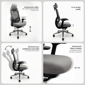 Ergonomická kancelárska stolička so sieťovinou tmavosivá AXIS