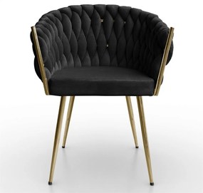 DIZAJNOVÁ STOLIČKA SHELLY ČIERNY ZAMAT + ZLATÁ