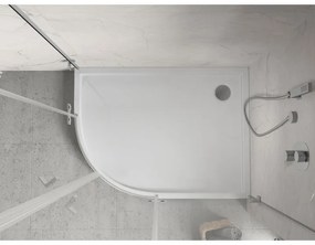 Mexen Flow+, štvrťkruhová asymetrická sprchová vanička, pravá, 100 x 80 cm, biela lesklá, 46Q108010RH