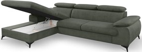 Rohová sedacia súprava Scala, olivovo zelená látka, ľavý roh