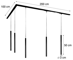 Moderný koľajnicový systém s 5 závesnými svietidlami čierny 1-fázový - Iconic Frini