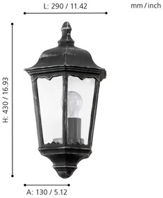 Eglo 93459 - Vonkajšie nástenné svietidlo navedie 1xE27/60W/230V