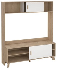 Biela/v prírodnej farbe TV zostava v dekore duba 159x181x48 cm Ikast – Tvilum