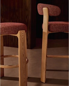 Barová stolička z jaseňového dreva v terakotovej farbe/v tmavo prírodnej farbe (výška sedadla 75 cm) Granite – Kave Home