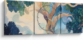 Obraz – Vesmírny strom (s hodinami) (90x30 cm)