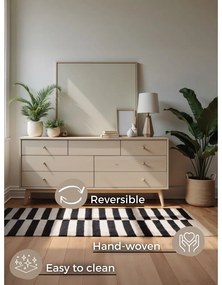 Čierno-biely obojstranný ručne tkaný vlnený koberec 80x150 cm Donna – Hanse Home