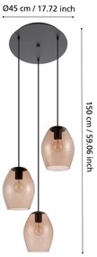 Eglo 390161 - Luster na lanku ESTANYS 3xE27/40W/230V hnedá