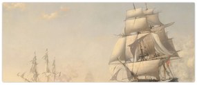 Obraz - Fitz Henry Lane, The United States Frigate President Engaging the British Squadron, reprodukcia (120x50 cm)