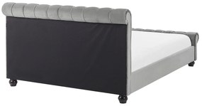 Zamatová posteľ 140 x 200 cm svetlosivá AVALLON Beliani