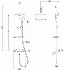 Mexen - KT67 sprchový set s termostatickou batériou Kai, chrómová -biela, 779006793-00