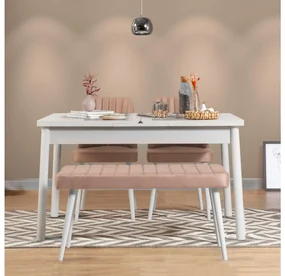 Jedálenský set Dobuse 2 (biela + kameň) (pre 4 osoby). Vlastná spoľahlivá doprava až k Vám domov. 1093786