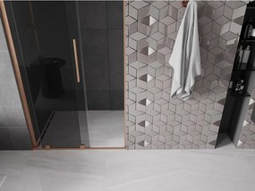 Mexen Velar L, posuvné sprchové dvere do otvoru 100 cm, 8mm šedé sklo, medená matná, 871-100-003-41-65