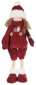 Vianočná dekorácia látkové dievčatko Lacláče, v. 35 cm, červená