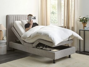 Polohovateľná čalúnená posteľ 80 x 200 cm sivá DUKE II Beliani