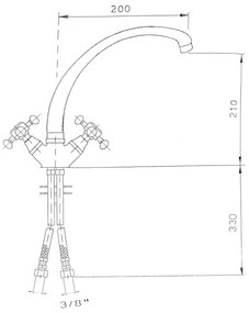 Reitano Rubinetteria, ANTEA stojánkova drezová batéria s vysokou hubicou, výška 265mm, chróm/zlato, 3112