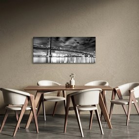 Obraz - Most Benjamina Franklina, Filadelfia, čiernobiely (120x50 cm)