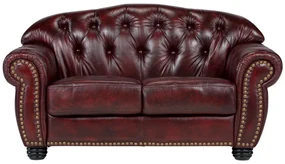 furniture-nabytek.cz - Pohovka Chesterfield Hereford 2-miestna z pravej kože, červená