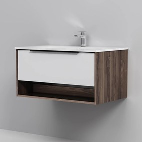 Skrinka s umývadlom 80 AM.PM Flash MNAFHX0801WG závesná, 2 zásuvky, lesklá biela