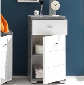 Kúpeľňová stojacia skrinka Pool, sivý betón/biely lesk%