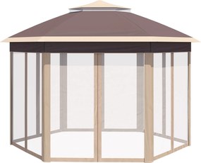 Outsunny Pavilón 4x4m Vodotesný Pop-up Hexagonálny Skladací Pavilón s Dvoma Strechami, Záhradný Pavilón so 6 Bočnými Panelmi, Party Stan s Taškou, pre