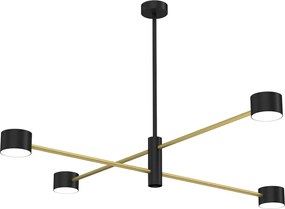 Stropné svietidlo Cross, 4x čierne kovové tienidlo, b/g, x