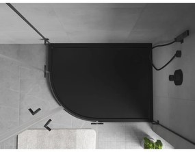 Mexen Flow, asymetrická štvrťkruhová sprchová vanička slim, pravá 90 x 80 cm, čierna matná - 46Q708090R