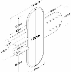Nástenný vešiak so zrkadlom Pomi White and Walnut
