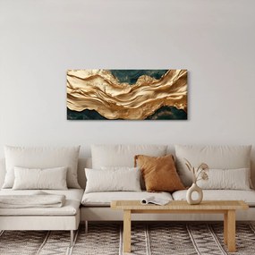 Obraz - Zelená abstrakcia so zlatom II. (120x50 cm)