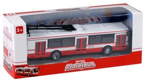 Kovový trolejbus červený, 16 cm