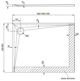 Deante Kerria Plus, obdĺžniková akrylátová vanička 100x80x3 cm, hĺbka 1,5cm, technológia Solid, biela, KTS_046B